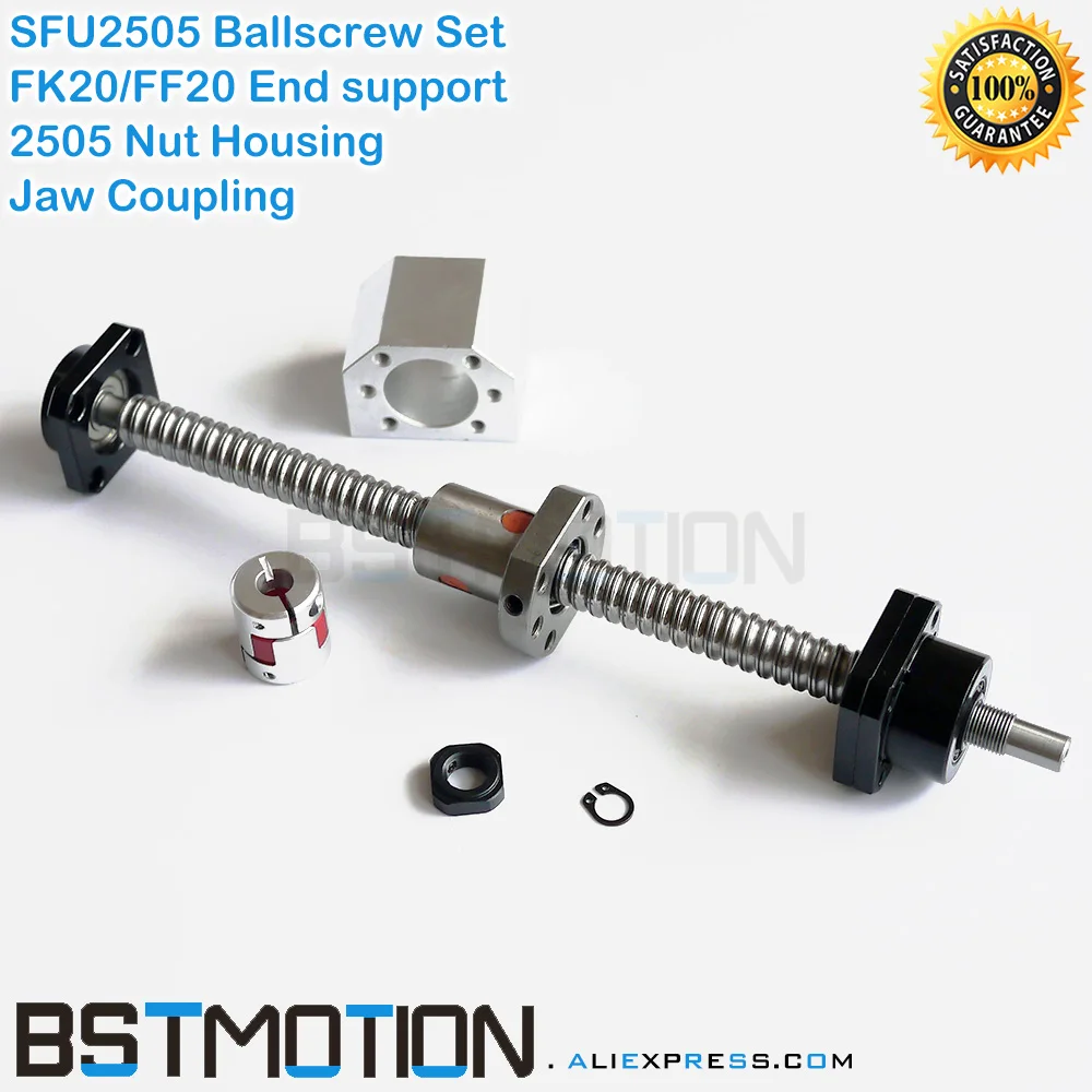 SFU2505 шарикового винта 300 400 500 600 700 800 900 1000 1100 1200 1500 мм + 2505 Ballnut гайка кронштейн FK20 FF20