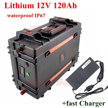 

Suitcase waterproof Protection Large capacity 12V 120AH Lithium ion Battery with ABS BMS System solar EV Car Golf replace 100Ah