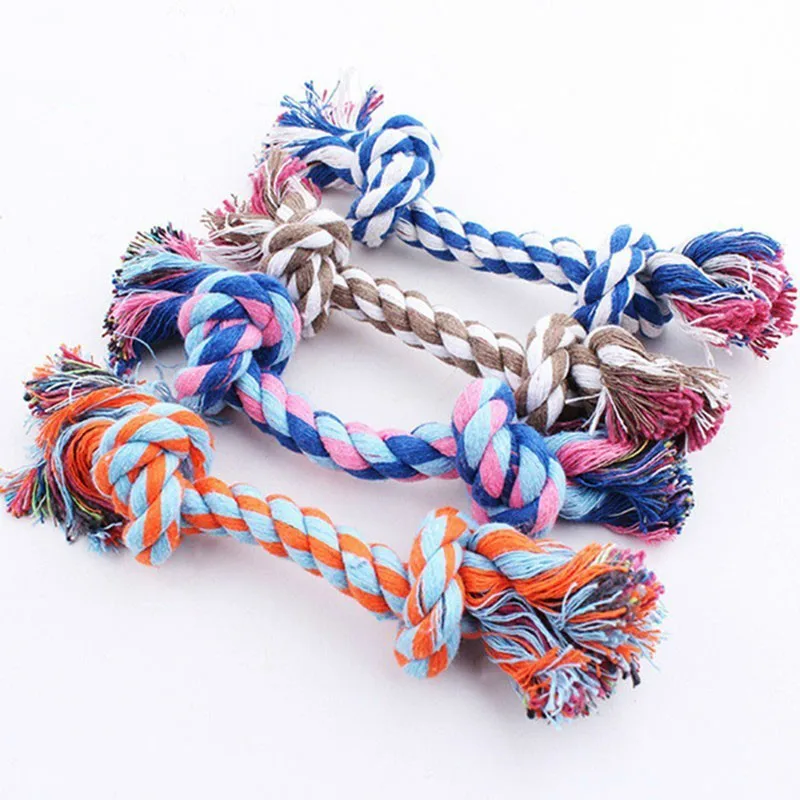 

16cm Pet Dog Toy Double Knot Cotton Rope Braided Bone Shape Puppy Chew Toy Cleaning Tooth Bone Rope Funny Tool Randomly Send