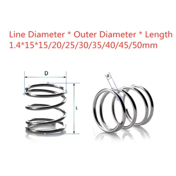 

10pcs 304 stainless steel spring pressure spring short compression spring Wire diameter 1.4* outside diameter 15* length 15-50