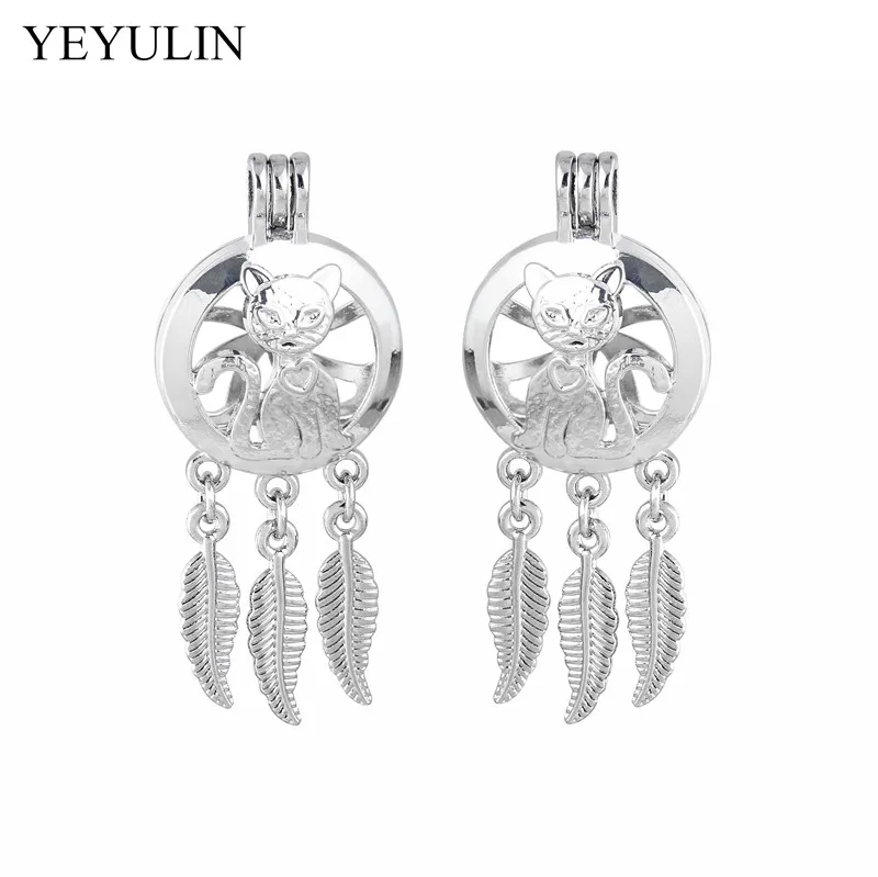 

1pcs New Fashion Alloy Ribbons Star Cat Ankles Pearl Cage Charm Aromatherapy Essential Oil Diffuser Necklace DIY Locket Jewelry