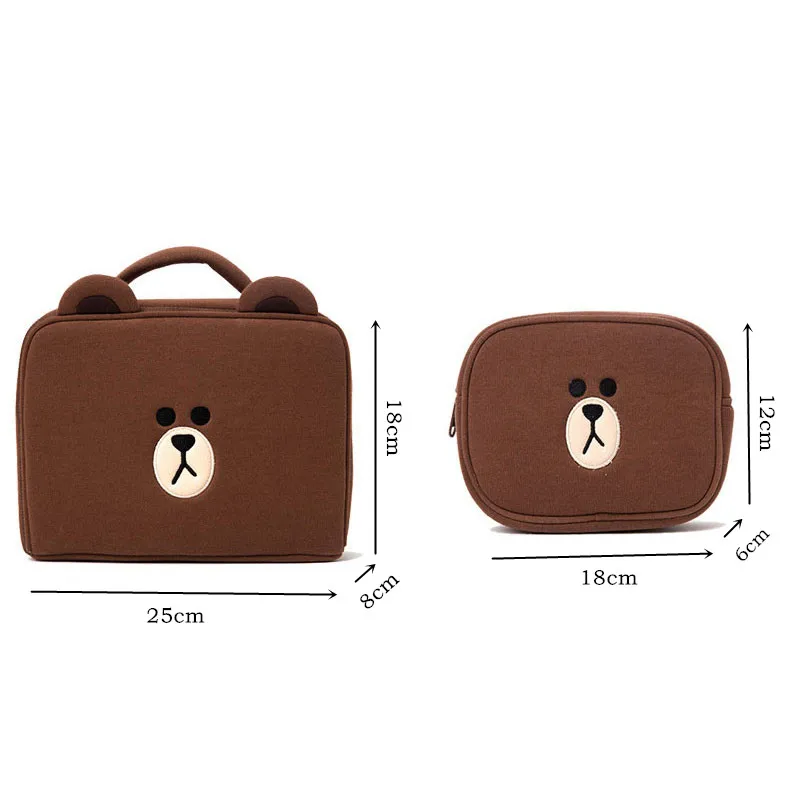 الكرتون التجميل حقائب النساء لطيف الدب بطة مستحضرات التجميل مربع حالة للبنات المكياج السفر المنظم الجمال أدوات الزينة ماكياج الحقيبة