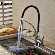 Chrome 3 Colors LED Kitchen Faucet Temperature Sensor Sream Sprayer Mixer Tap Deck Mount One Hole