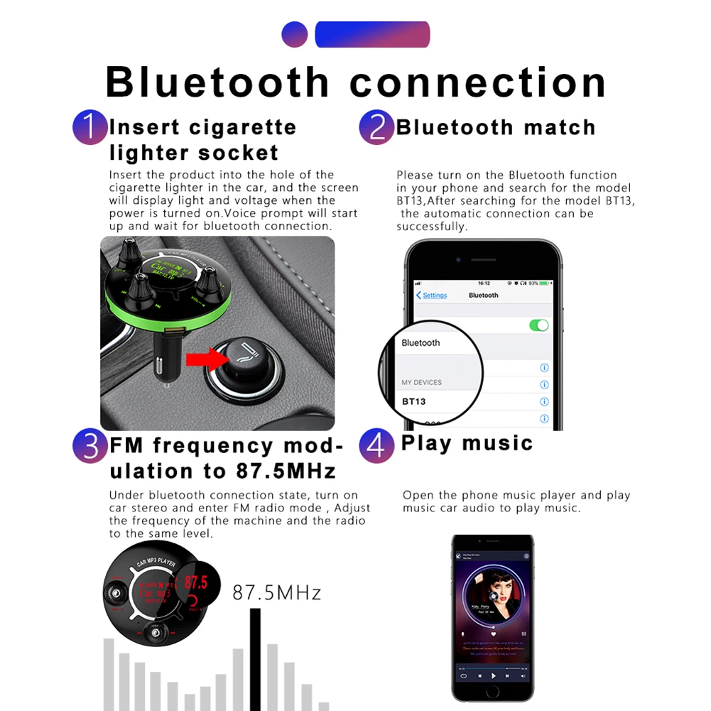 ЖК-дисплей автомобильный Fm Bluetooth MP3 плеер Автомобильный навигатор передатчик телефон хэндс-фри отвечать с двумя портами USB