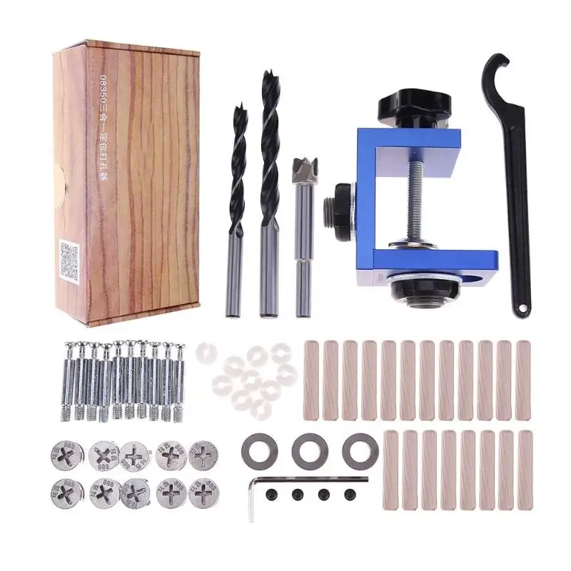 

Mini Pocket Hole Jig Kit Wood Working Step Drill Bit Joinery Punching Tool Step Drill Bit Screwdriver Wood Work Tools with Box