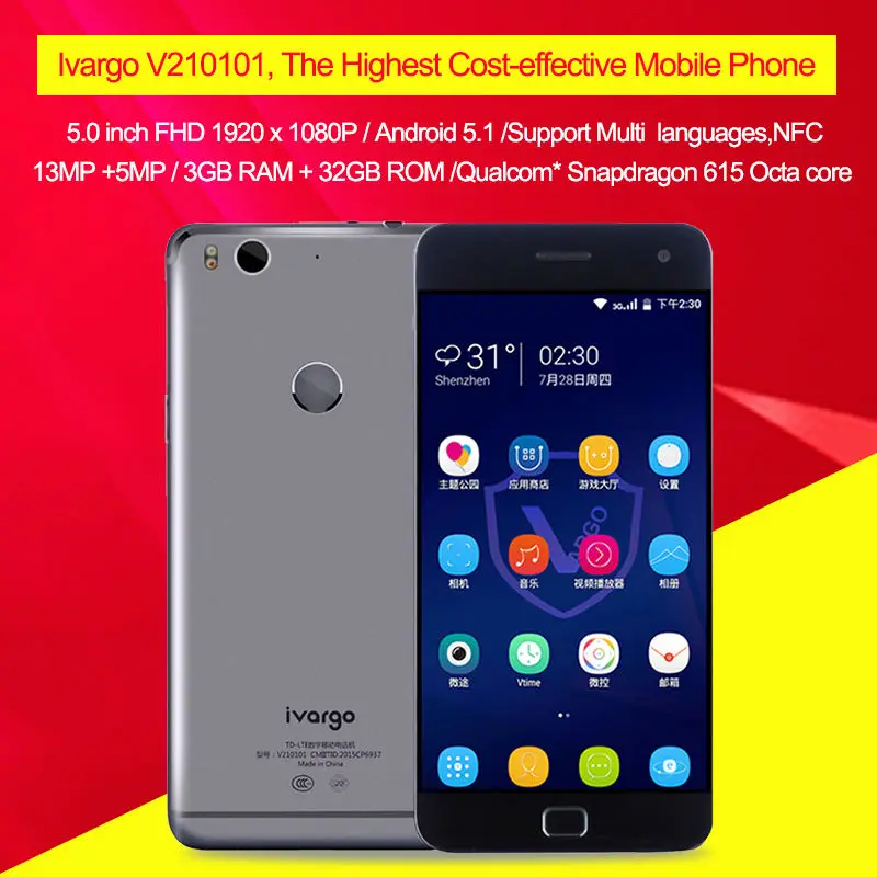Цена за Оригинал IVARGO V210101 Мобильного Телефона 3 ГБ RAM 32 ГБ ROM Snapdragon 615 Octa Ядро 5.0 Дюймов IPS FHD Экран NFC 4 Г LTE Смартфон Цена за Оригинал IVARGO V210101 Мобильного Телефона 3 ГБ RAM 32 ГБ ROM Snapdragon 615 Octa Ядро 5.0 Дюймов IPS FHD Экран NFC 4 Г LTE Смартфон