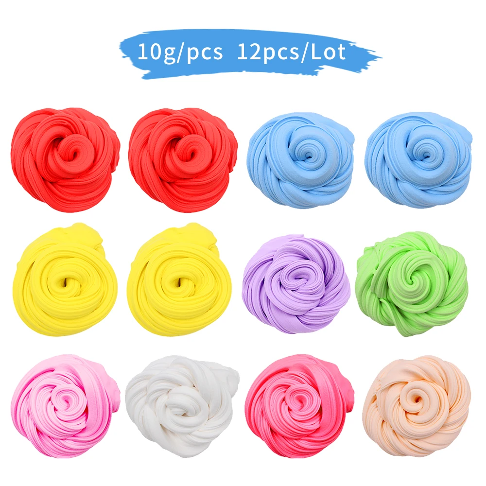 

12PCS Fluffy Slime plasticine kids Toy Clay for Children Super Soft Slime Stress Relief Clay