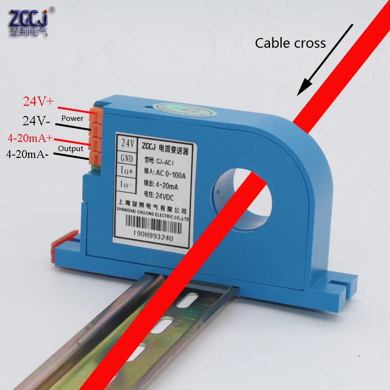 

CJ-ACI perforation AC 0-20A,30A,50A, 0-100A Current Transmitter 4-20mA output Perforated ac ampere signal transducer