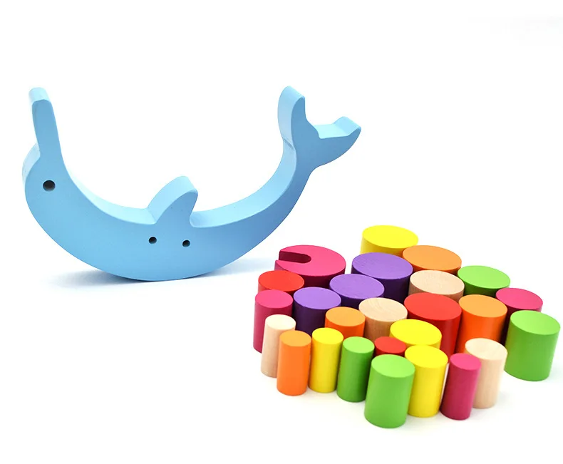 Детский деревянный Дельфин баланс головоломка игрушка, детский Дельфин сбалансированный настольные игры головоломка игрушка