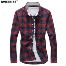 Shirt Men 2016 New Arrival Casual Plaid Shirts Turn Down Collar Slim Fashion Camisa Masculina M