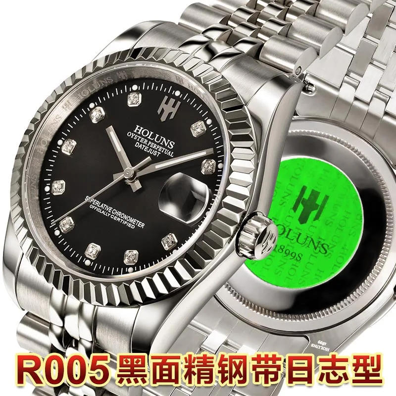 Качественные мужские наручные часы бизнес стиля. Произведены Holuns в году. Механические, водонепроницаемые и из нержавеющей стали. Ограниченный выпуск - Цвет: R005 back cover