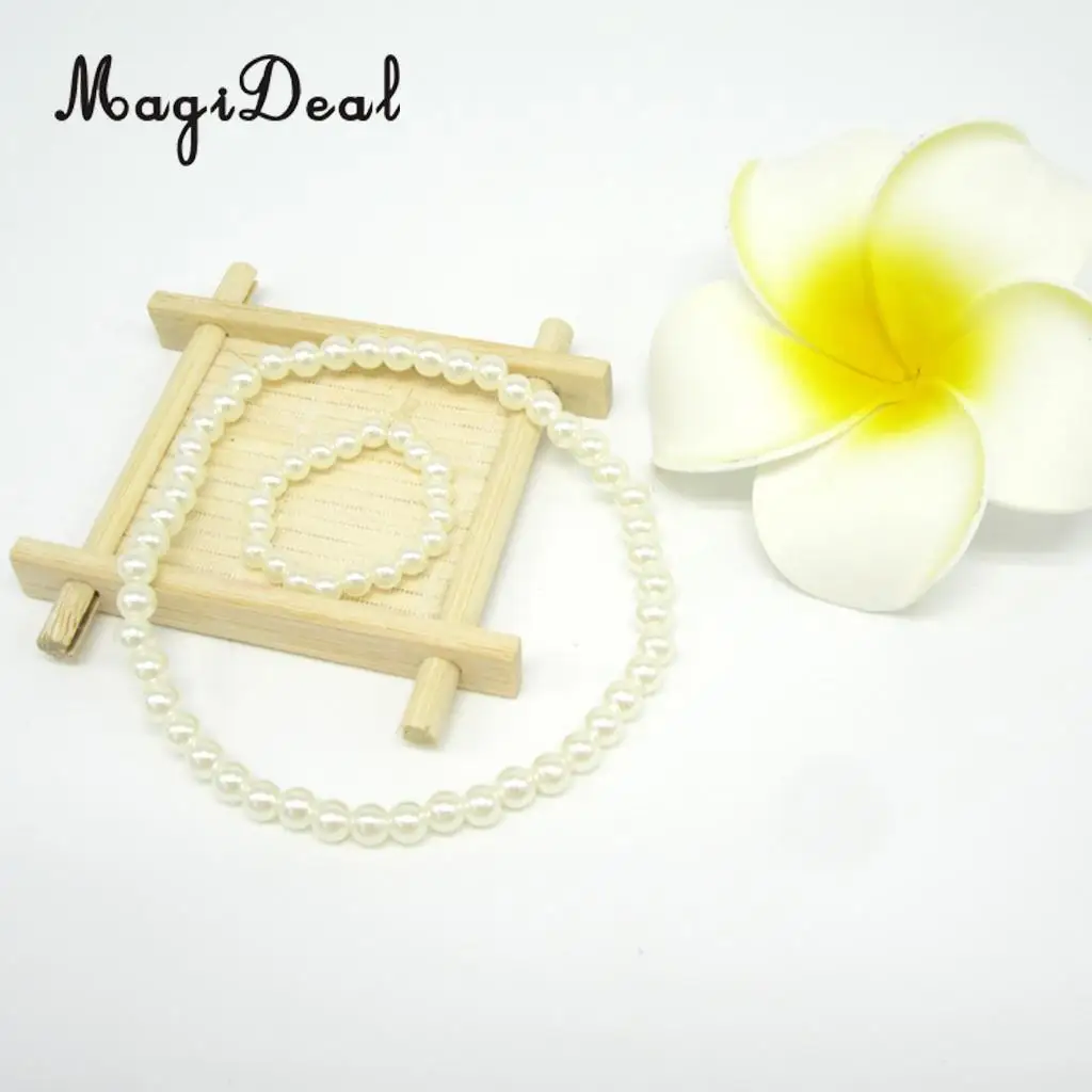 Fashion White Pearls Necklace Plastic Bracelet Jewelry Beads for 18 Inch     Doll Accessories