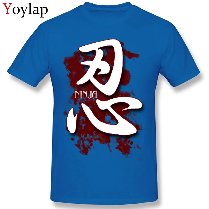 T-shirts Printed Short Sleeve Family Round Collar 100% Cotton Tops Shirt Casual Summer/Autumn WhiteNinja Kanji Tee-Shirt for Men blue