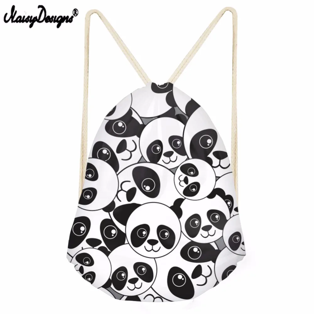 ##BUY Noisydesigns Sweet Panda Patern 3D Cartoon New Drawstring Bag Large Capacity Backpack Women Girls Casual Travel String Knapsack