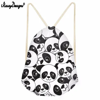 

Noisydesigns Sweet Panda Patern 3D Cartoon New Drawstring Bag Large Capacity Backpack Women Girls Casual Travel String Knapsack