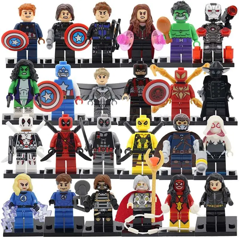 POGO Batman Spiderman Captain America Deadpool DC Marvel Super Heroes 24pcs lot Building Blocks Toys For