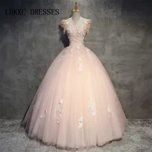 Персиковое пышное платье из тюля с кружевом Vestidos De 15 Anos Sweet 16 бальное платье дебютантка