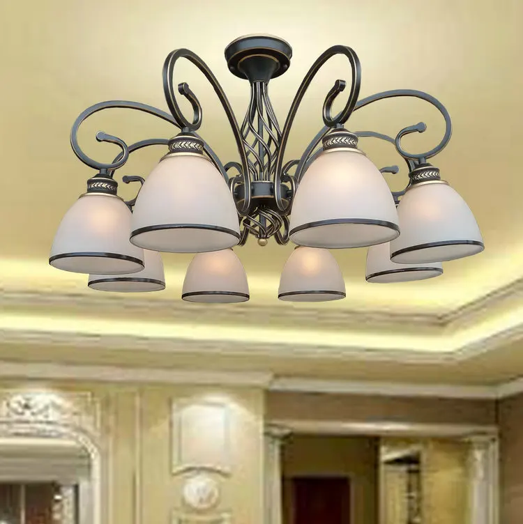 

Multiple Chandelier LED copper ceiling lamp simple pastoral Tieyi lighting dual-purpose living room lamp Nice chandelier ZX116