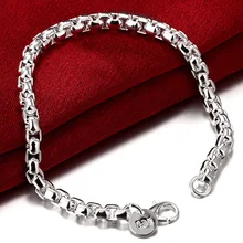 Новинка, высокое качество, для женщин и мужчин, благородный, 925, серебряный цвет, браслеты, модные ювелирные изделия, подарки для мужчин, 10 мм, Квадратный, хороший ювелирный браслет