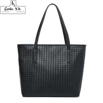 

Ladies Handmade Woven Leather Handbags 2020 Women Large Capacity Beach Cross Body Bag Women Black Message Bag bolsa feminina