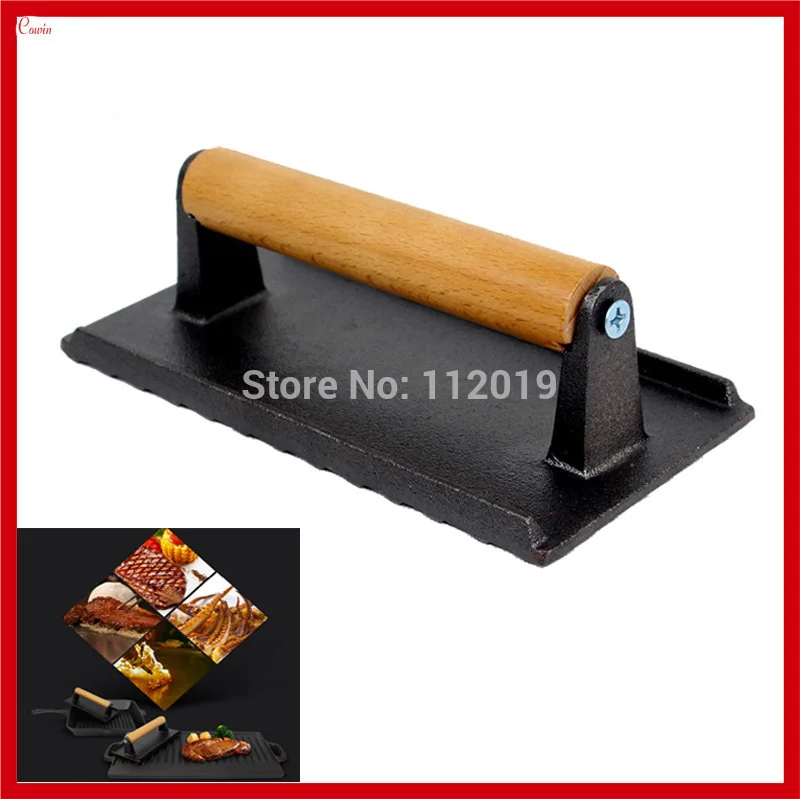 New Cast Iron BBQ Barbecue Beef Pork Meat Press Plate Food Grade Barbecue tMeat Fried Press