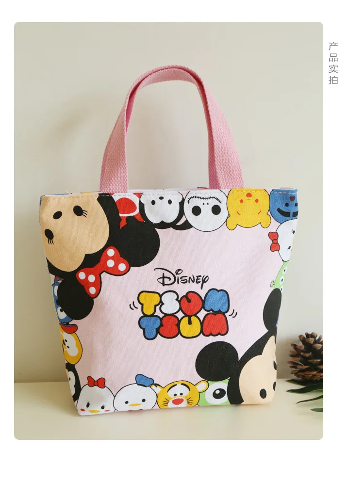 Disney мультфильм портативный из парусины сумка для ланча леди ткань сумка Микки Маус Минни мешок студенческий инструмент мешок для мелких предметов сумки ЦУМ