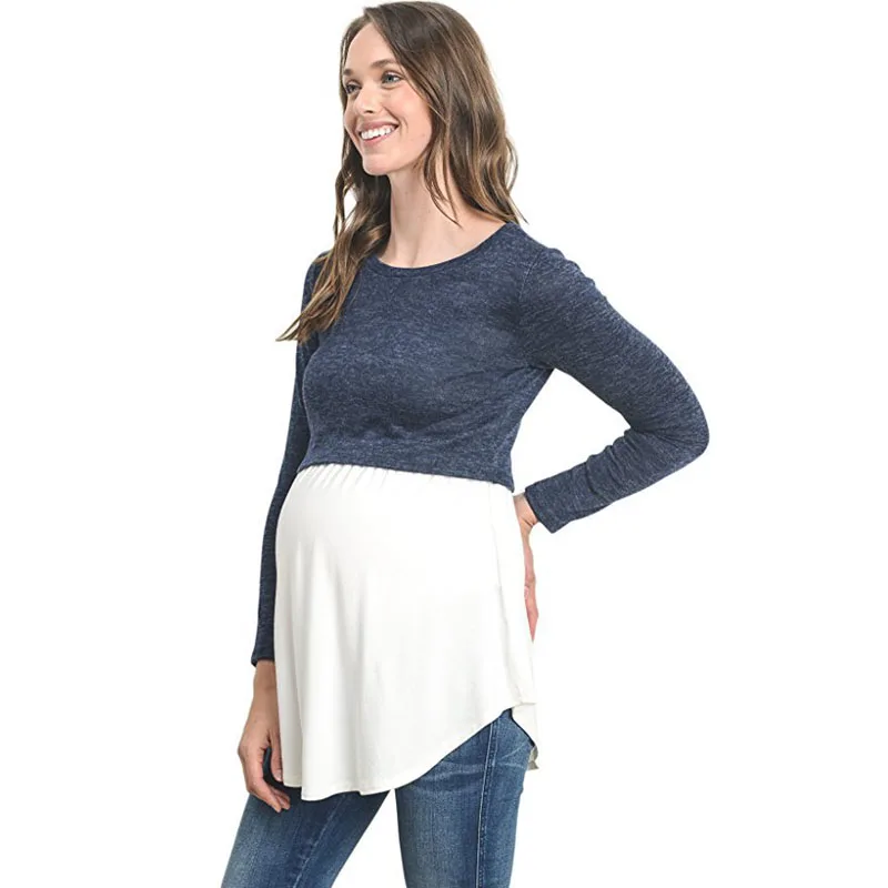 Осенняя футболка с длинными рукавами для грудного вскармливания Топы беременность и кормление одежда для Беременные кормящие женщины рубашки футболки для девочек
