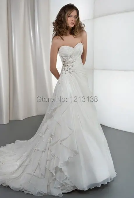 A-line New Stunning Sweet White/Ivory Crystal Organza Wedding Dress Custom Size | Свадьбы и торжества