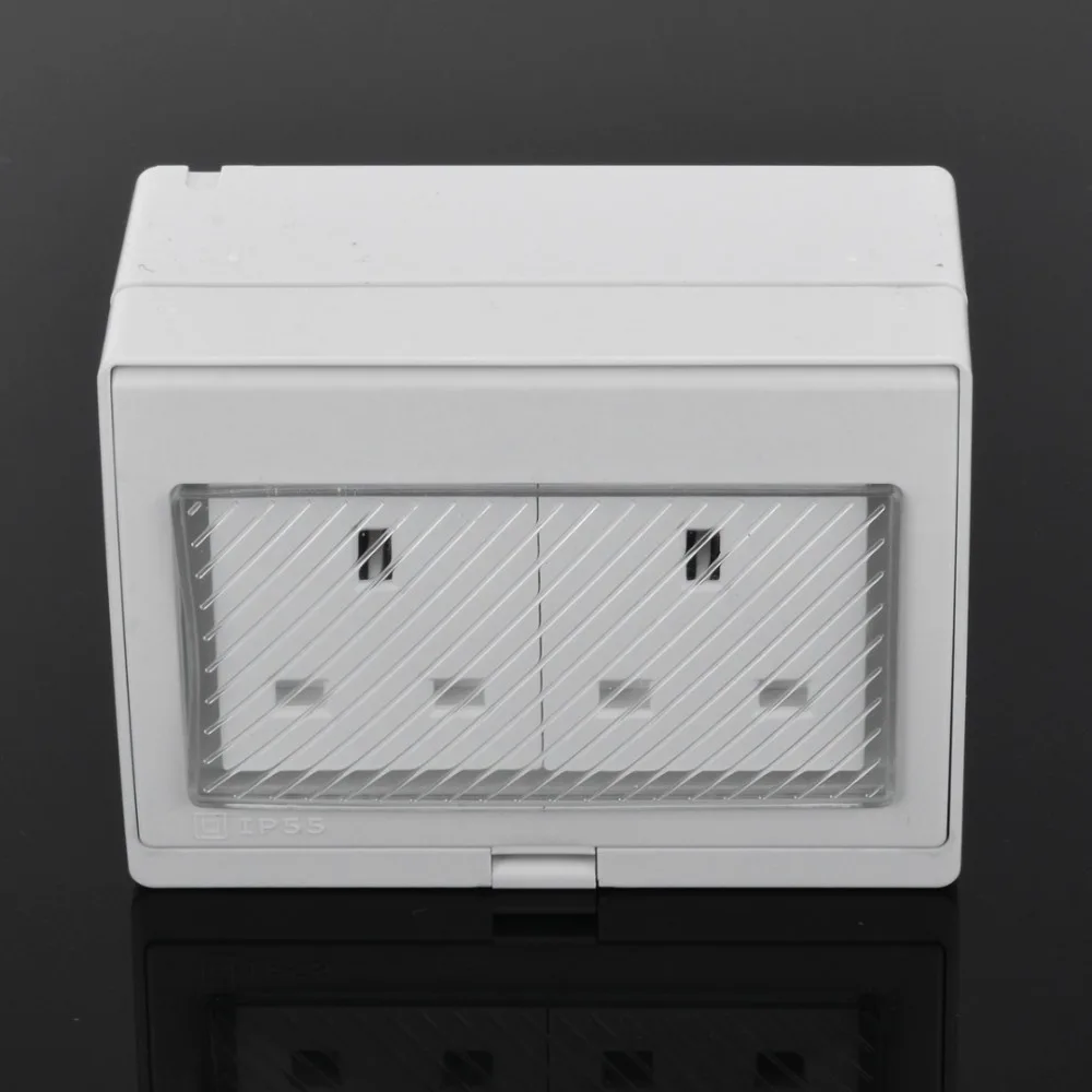 

Mayitr Waterproof IP55 Electrical 13A 2 Bit UK 2 Socket Plug Power Damp Proof Outdoor Electrical Outlet With Cover