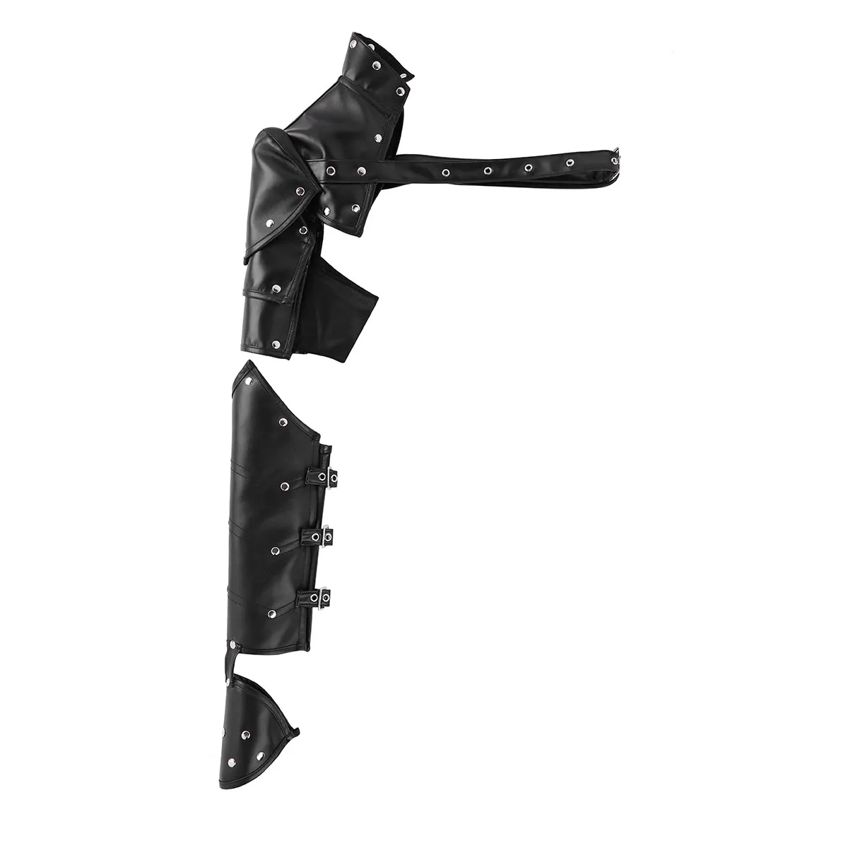 Unisex Gothic Shoulder Armors PU Adjustable Metal Rivets with Arm Strap Sets HQ