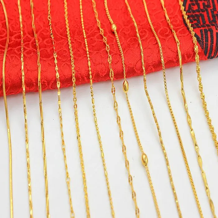

Imitation gold geometric three-dimensional 3D chain necklace ladies clavicle water wave chain box chain snake bone hot necklace