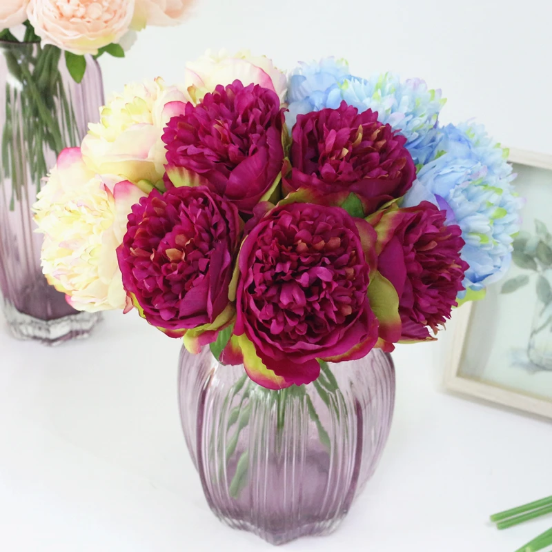 Silk flower wedding bouquet peony dahlias Artificial flowers fall vivid fake wedding flower bridal bouquets decoration (8)