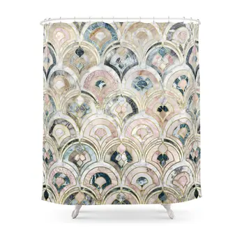 

Art Deco Marble Tiles In Soft Pastels Shower Curtain
