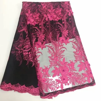 

African tulle lace fabric 2018. African French lace fabric high quality with rhinestone. Nigerian embroidery tulle French lace