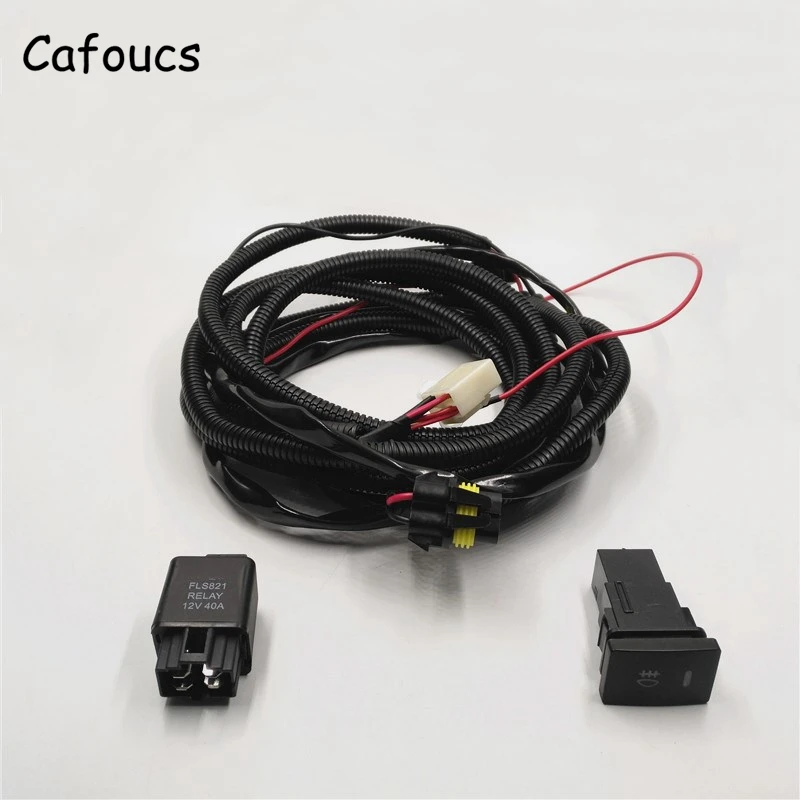 Cafoucs Car Wiring Harness Socket Wire Relay and Fog Light Switch For