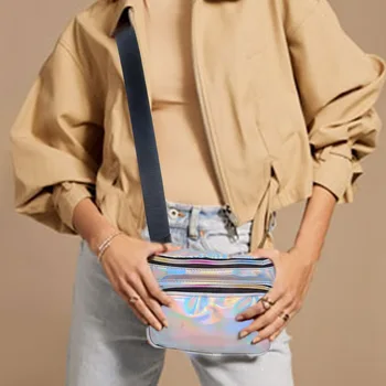 

LitthingUnisex Fanny Pack Zipper Waist Bag Fashion Hologram Laser Waist Bag Waterproof Shiny Purse