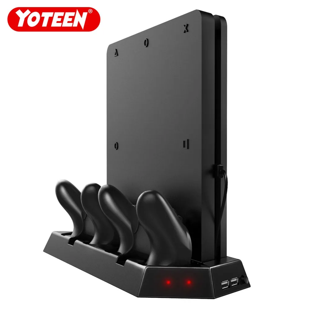 Yoteen Vertical Stand for PS4 font b Slim b font Station Dualshock 4 Charging Dock Cooling