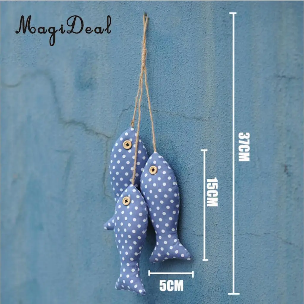 6x Mediterranean Style Hanging Cotton Fish for Seaside Lodge Home Party Restaurant Decoration