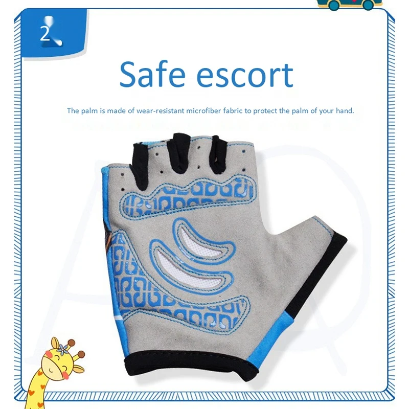 Gub Outdoors Adjustable Summer Kids Cycling Half Finger Gloves Non-Slip Breathable Protective Gloves For Skate Riding Biking S