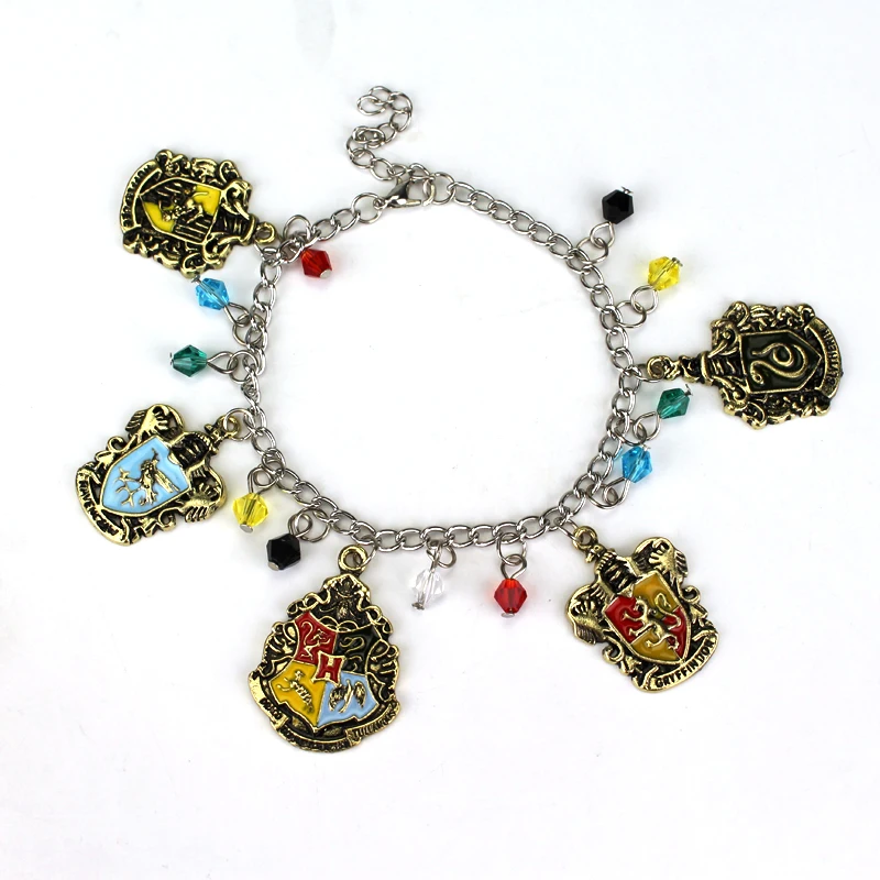 

Freeshipping Hogwarts School Crest Charm Bracelet Maxi Vintage Badge Pin Bracelets for Women Men Jewelry Pulsera Hombre