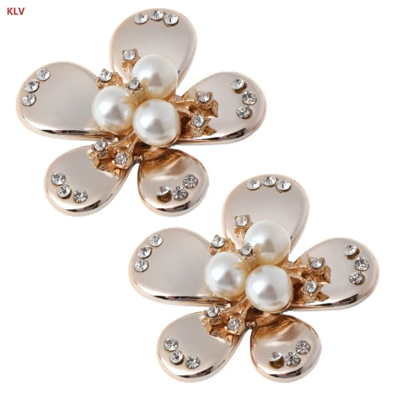 

KLV 1 Pair Pearl Clothes DIY Floral Shoe Decoration For High Heels Wedding Charms Lovely Shoes Accessories