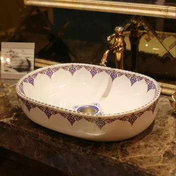 

Jingdezhen Bathroom ceramic sink wash basin Porcelain Counter Top Wash Basin Bathroom Sinks corner sink bathroom oval