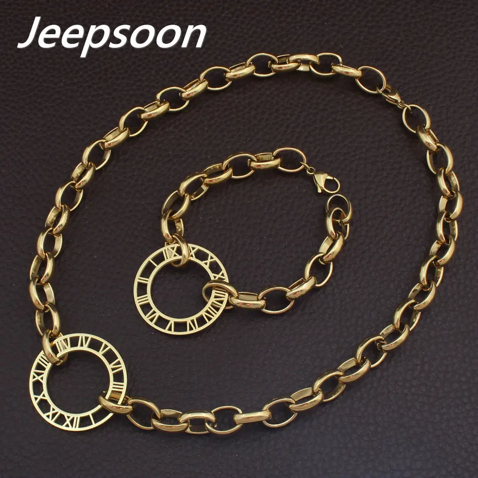 Высокое качество ювелирные изделия из нержавеющей стали цепь римские цифры ожерелье и браслет набор для женщин SBJGACCJ