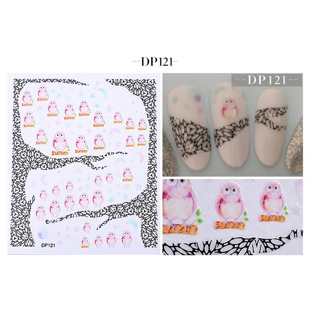 3D милые наклейки для дизайна ногтей цветы Бабочка перо шаблон наклейки на ногти наклейка DIY красота украшения - Цвет: DP121