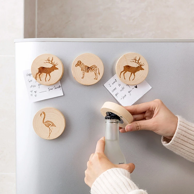 Home wooden fridge bottle opener beer bottle opener refrigerator