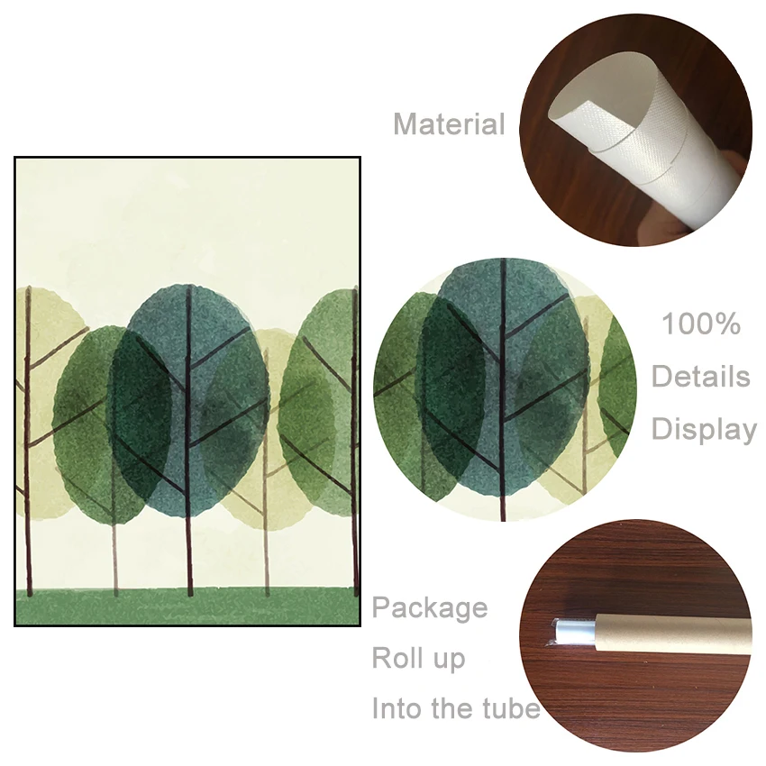 Nordic Minimalism Canvas Painting Tree Art Living Room Wall Pictures Green Leaf Prints and Posters Home Decoration