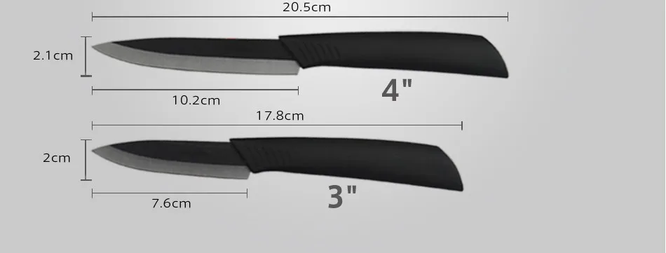 XYJ брендовый комплект керамических ножей " 4" " 6" дюймов, кухонные ножи с черным лезвием, ручка черного цвета с оболочкой из циркония