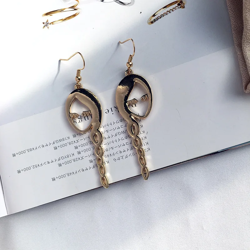 Серьги подвески в Корейском стиле Instagram абстрактные висячие серьги с лицом