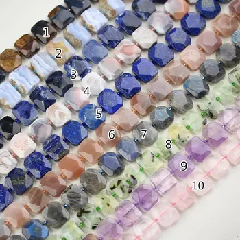 

10 Stones Choice,Full Strand 20x25mm Natural Stones Faceted Slab Loose Beads Pendants,Quartz Crystal Cut Slice Beads Charms