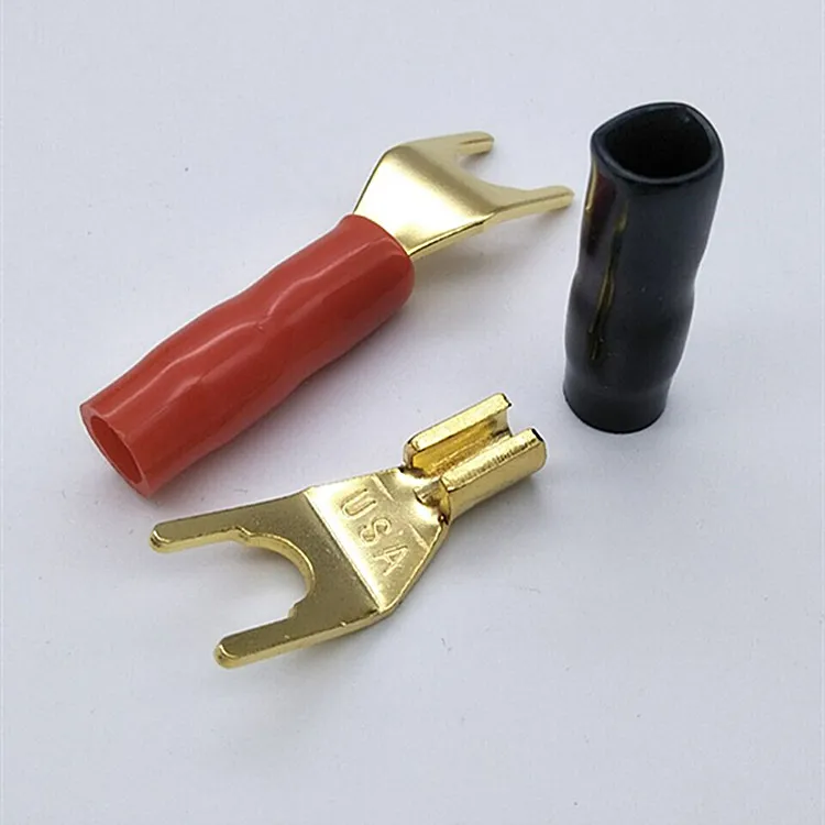 1 pair Y spade banana Connectors Gold Plated Solderless Fork Speaker